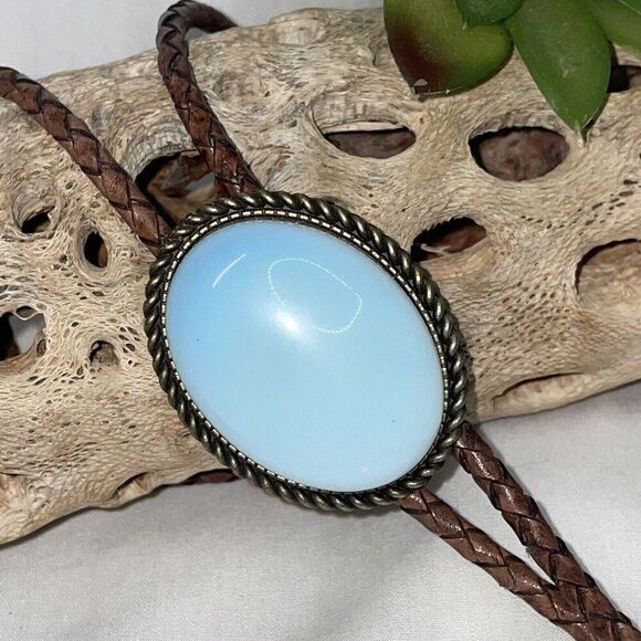 BRONZE Large Faux Opal Wedding Formal Groom Dad Son Western Southwest Bolo tie - Picture 9 of 16